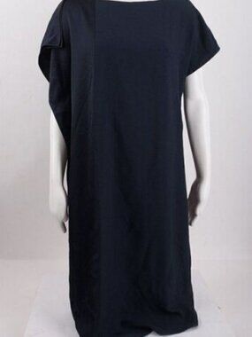 Piazza Semipione Womans Shift Flowy Dress Size 42 US 6  Navy Blue Made Italy NWT